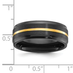 Black Zirconium Brushed and Polished Yellow IP-plated 8mm Band
