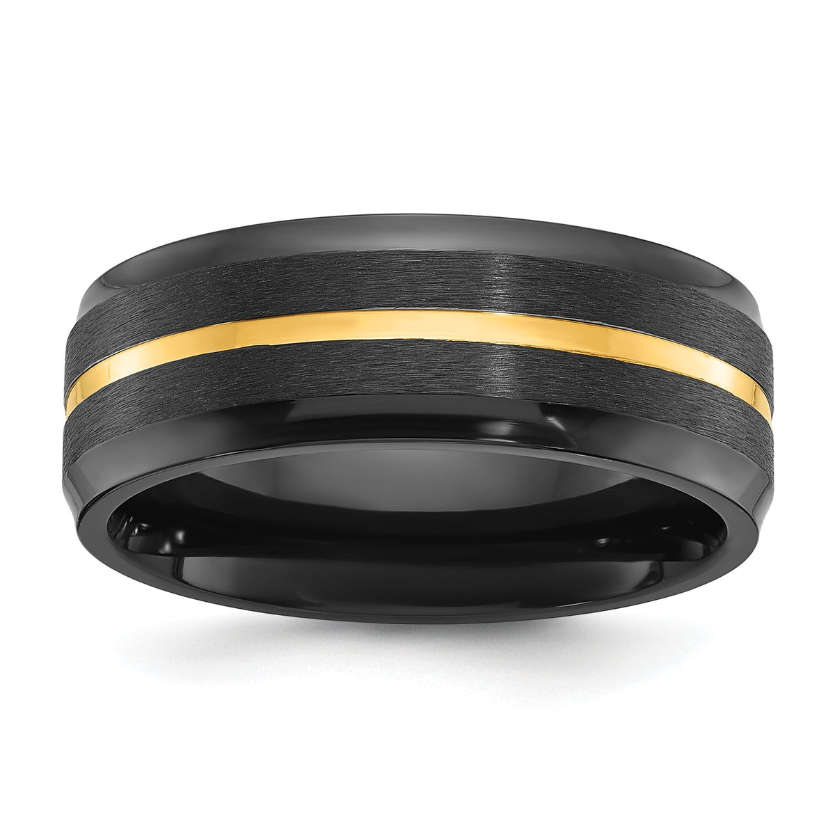 Men's Wedding Band in Zirconium, 8mm Brushed & Polished - Sophia Jewelers Main image