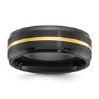 Black Zirconium Brushed and Polished Yellow IP-plated 8mm Band
