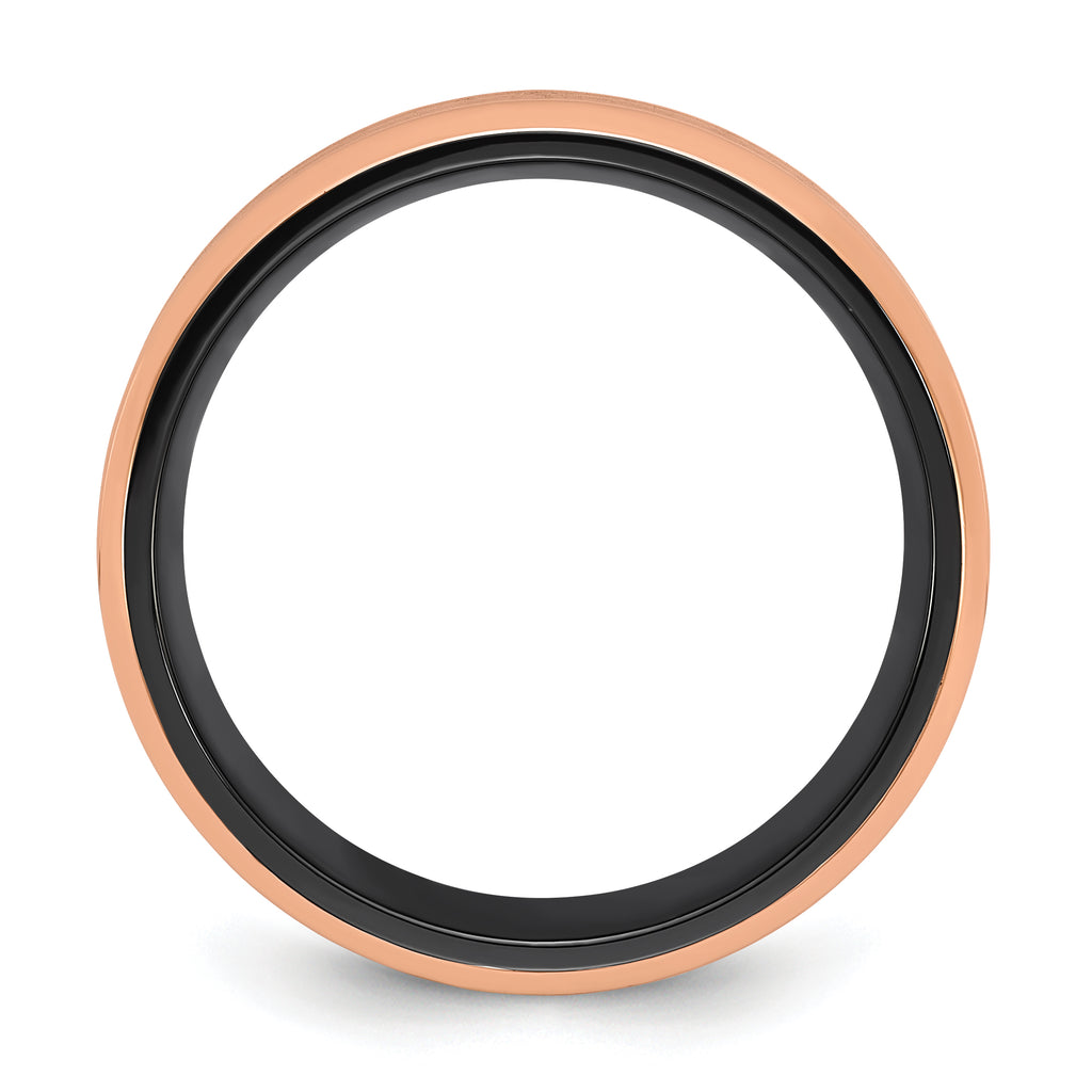 Black Zirconium Polished Rose IP-plated Edges with Black Carbon Fiber Inlay 8mm Band