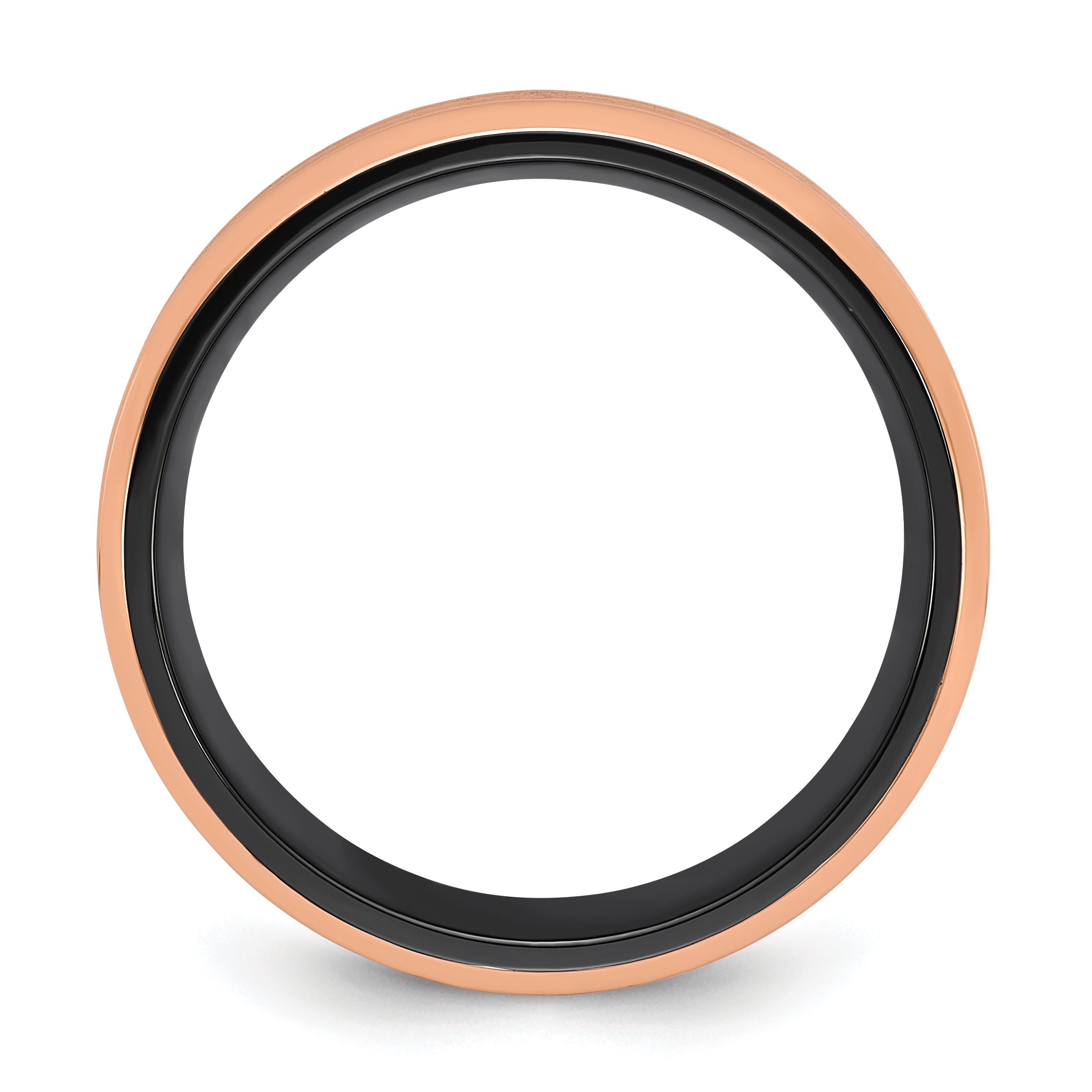 Black Zirconium Polished Rose IP-plated Edges with Black Carbon Fiber Inlay 8mm Band