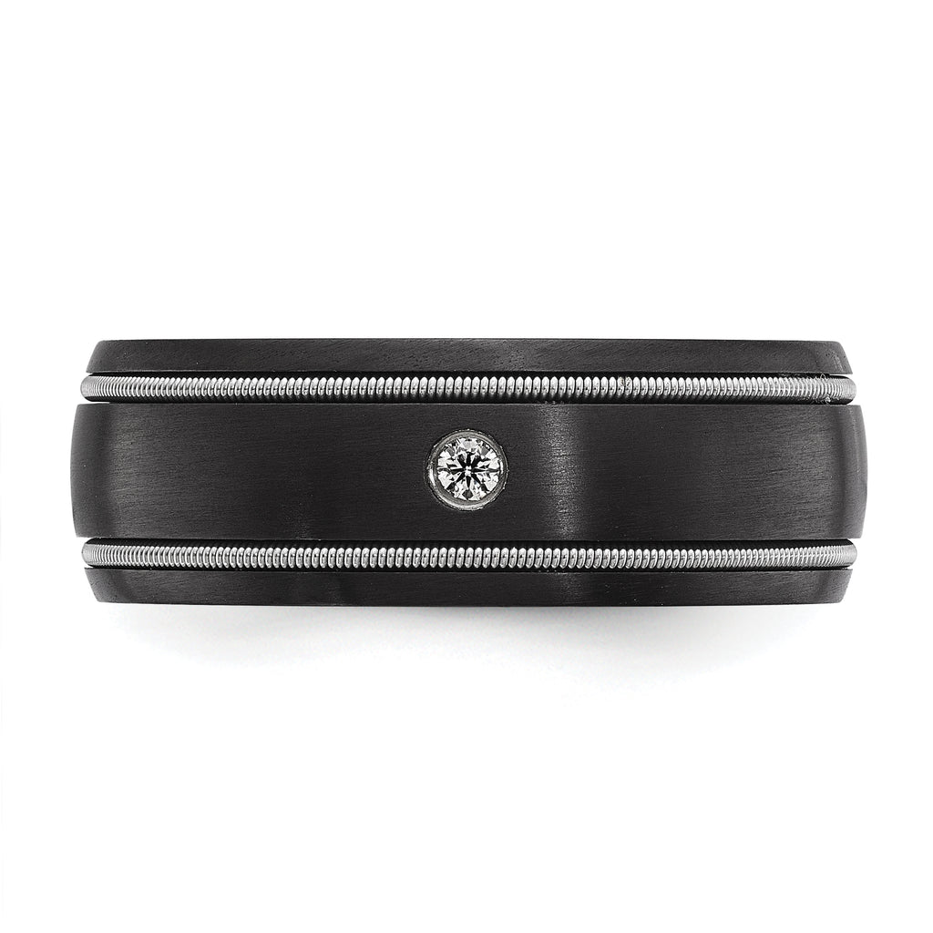 Men's Brushed Cubic Zirconia Zirconium Wedding Band 8mm