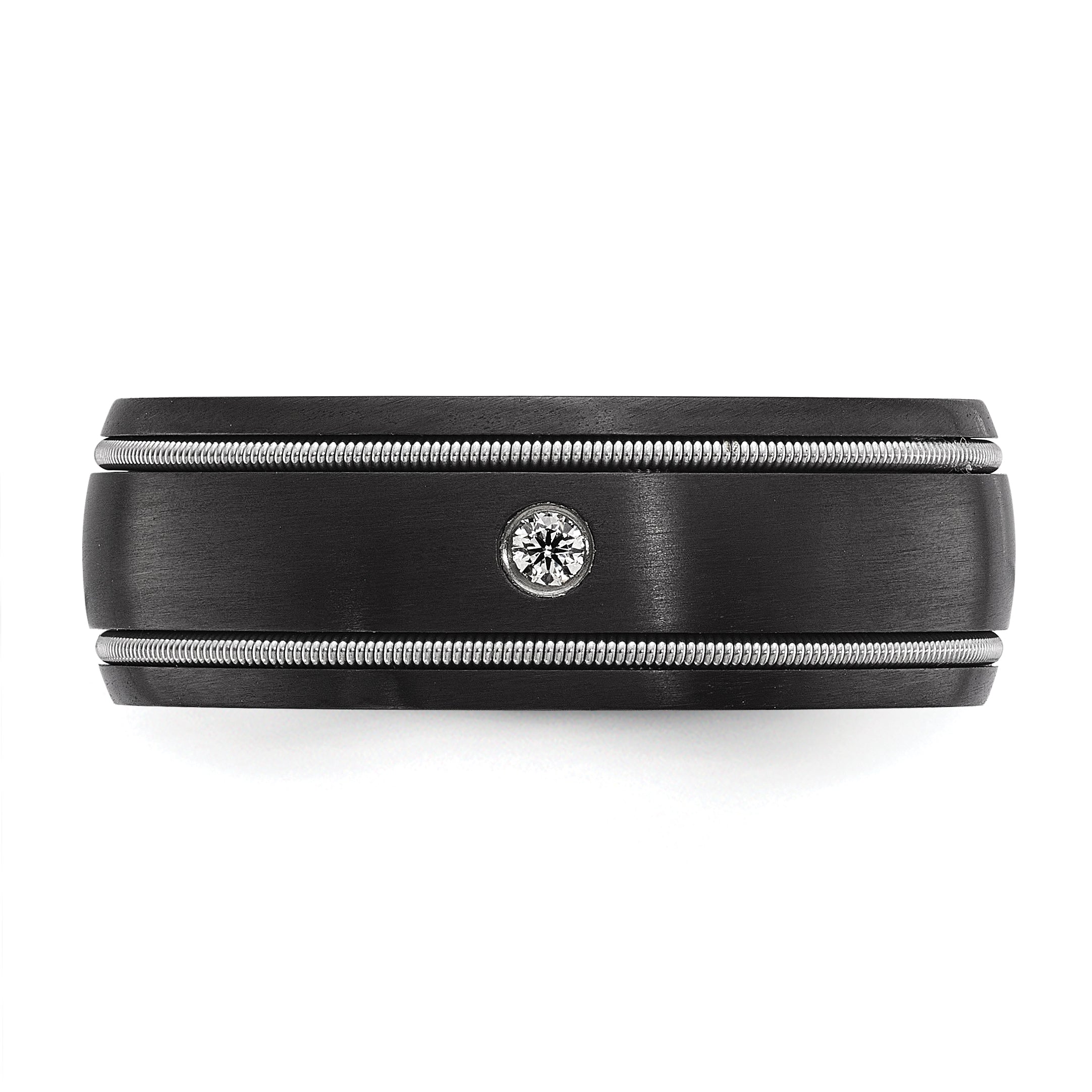 Men's Brushed Cubic Zirconia Zirconium Wedding Band 8mm