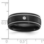 Men's Brushed Cubic Zirconia Zirconium Wedding Band 8mm