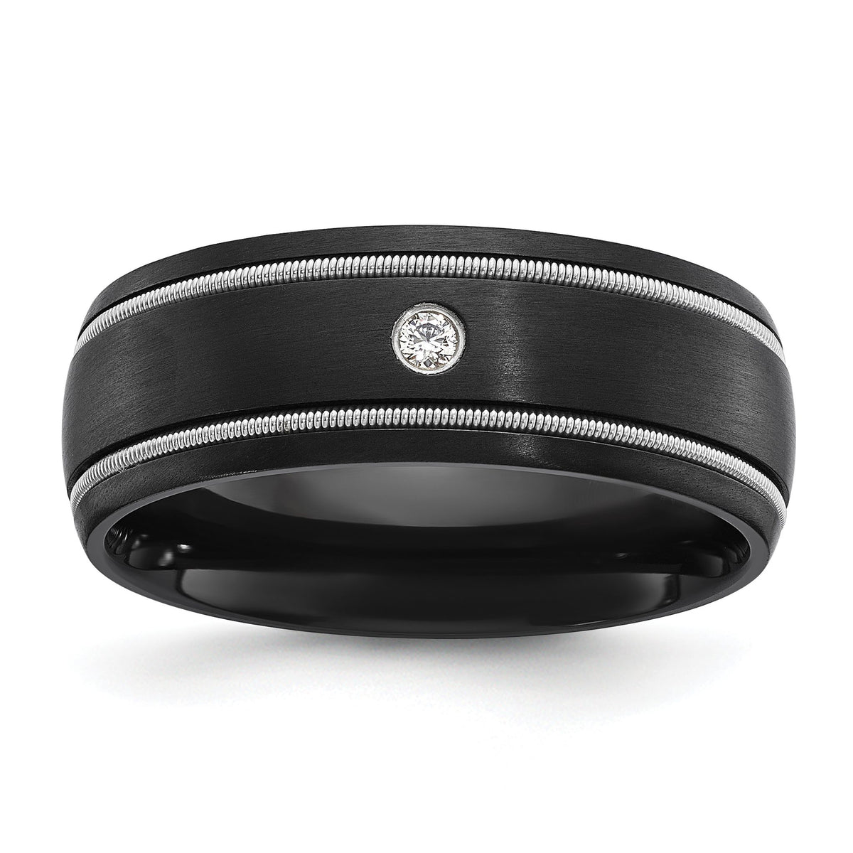 Men's Brushed Cubic Zirconia Zirconium Wedding Band 8mm, Size 8–13 - Sophia Jewelers Main image