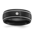 Men's Brushed Cubic Zirconia Zirconium Wedding Band 8mm