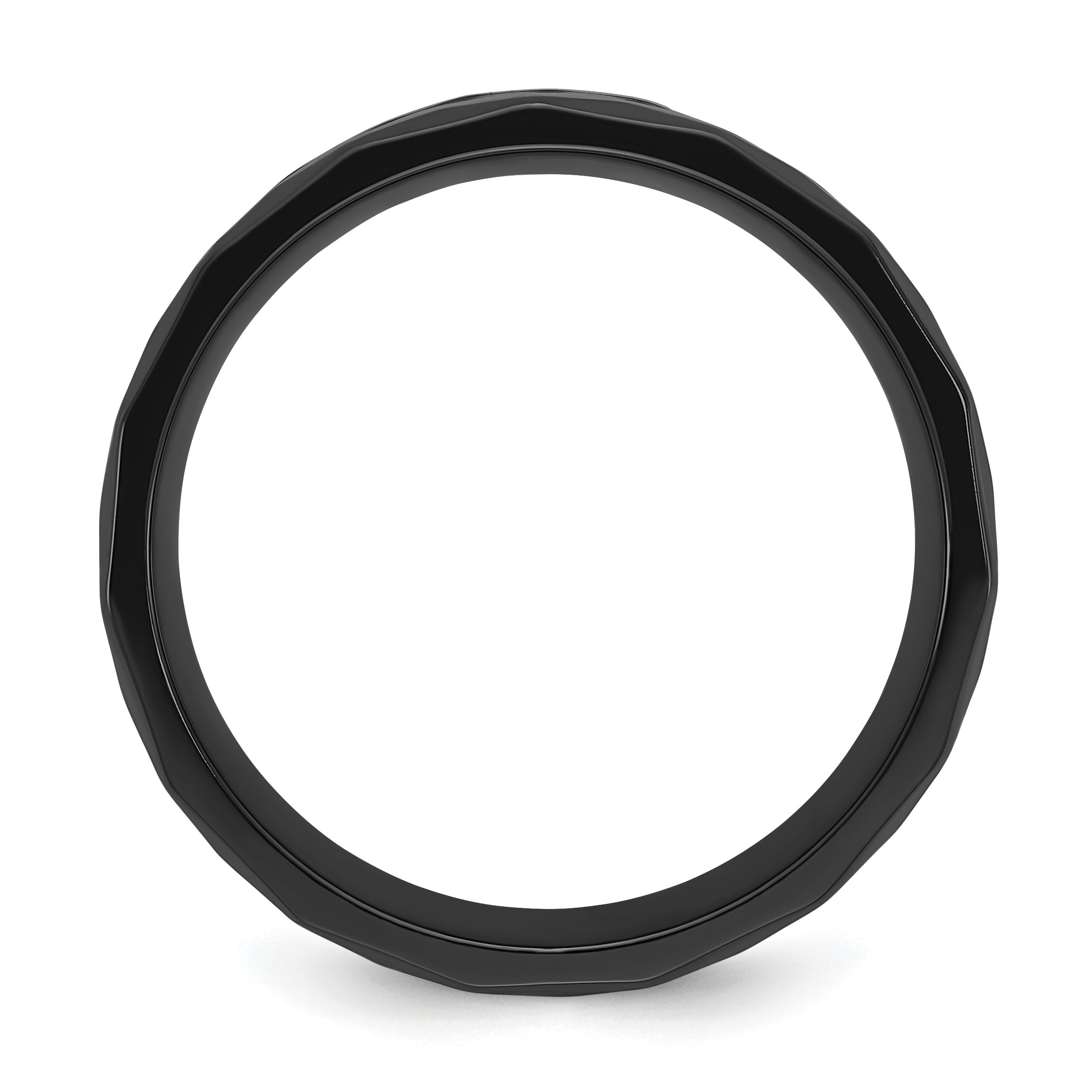 Black Zirconium Polished Faceted with Wood and Deer Antler Inlay 8mm Band