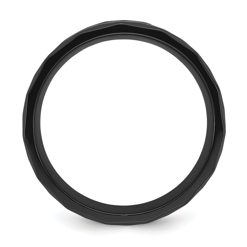 Black Zirconium Polished Faceted with Wood and Deer Antler Inlay 8mm Band