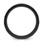 Black Zirconium Polished Faceted with Wood and Deer Antler Inlay 8mm Band