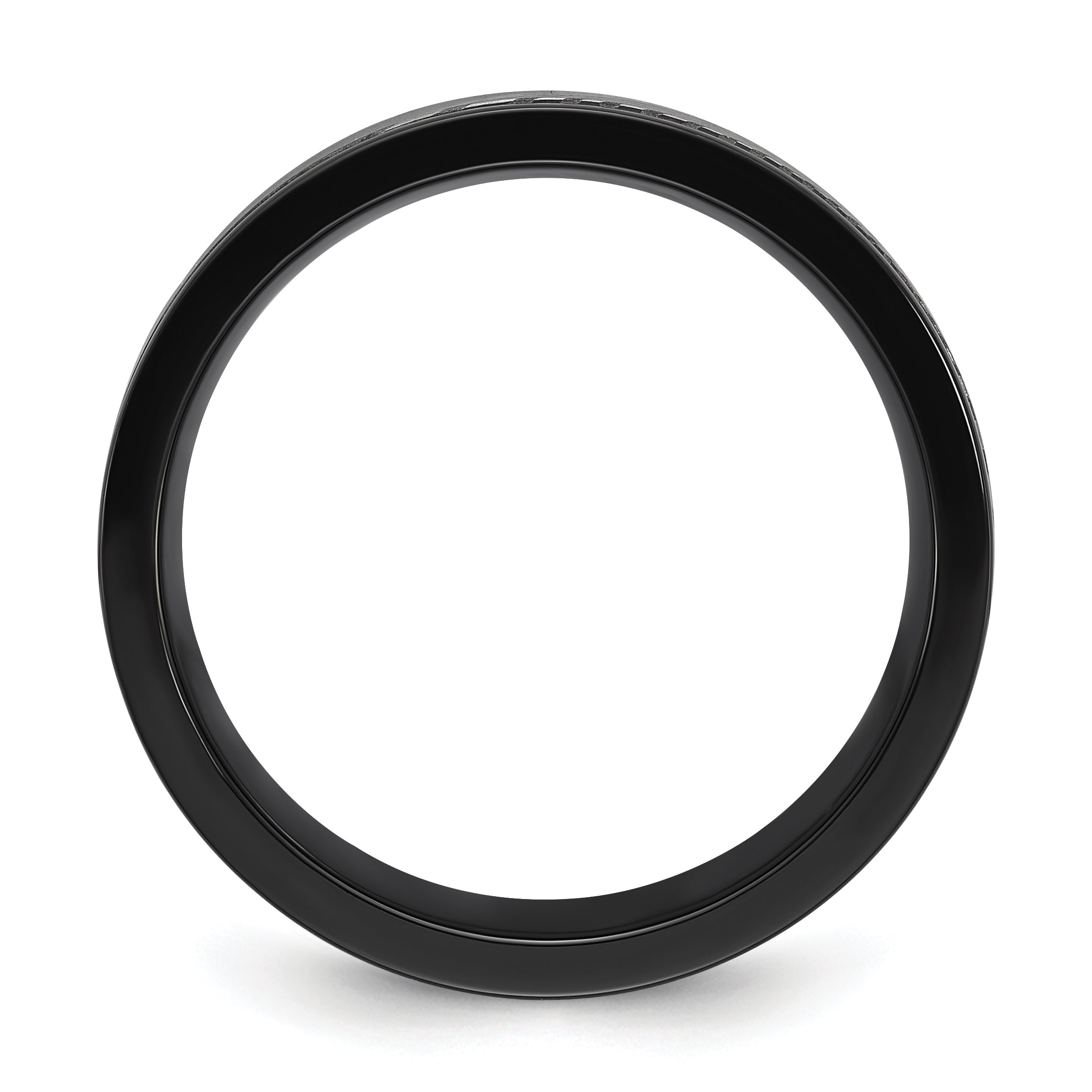 Black Zirconium Polished with Damascus Inlay 9mm Band