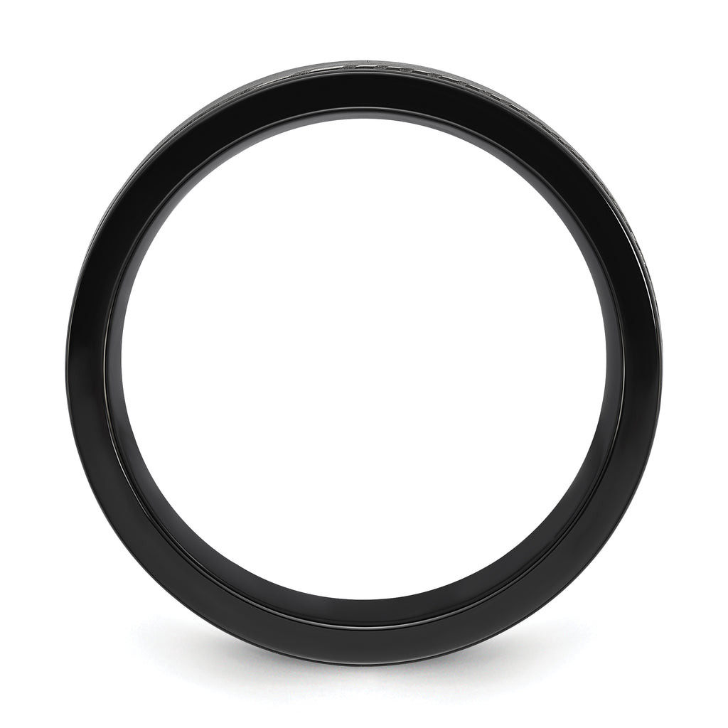 Black Zirconium Polished with Damascus Inlay 9mm Band