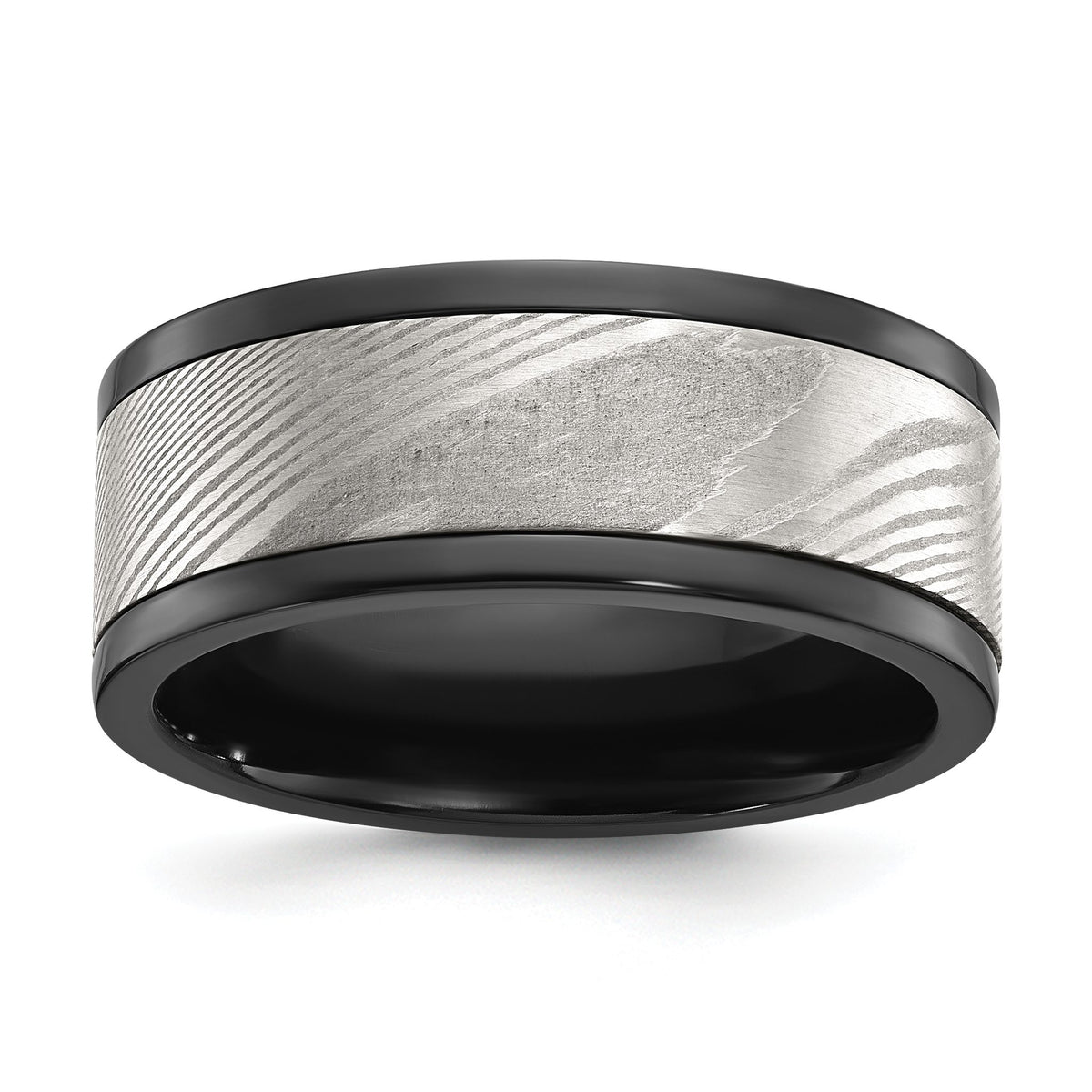 Men's Statement Wedding Band in Black Zirconium, 9mm - Sophia Jewelers Main image