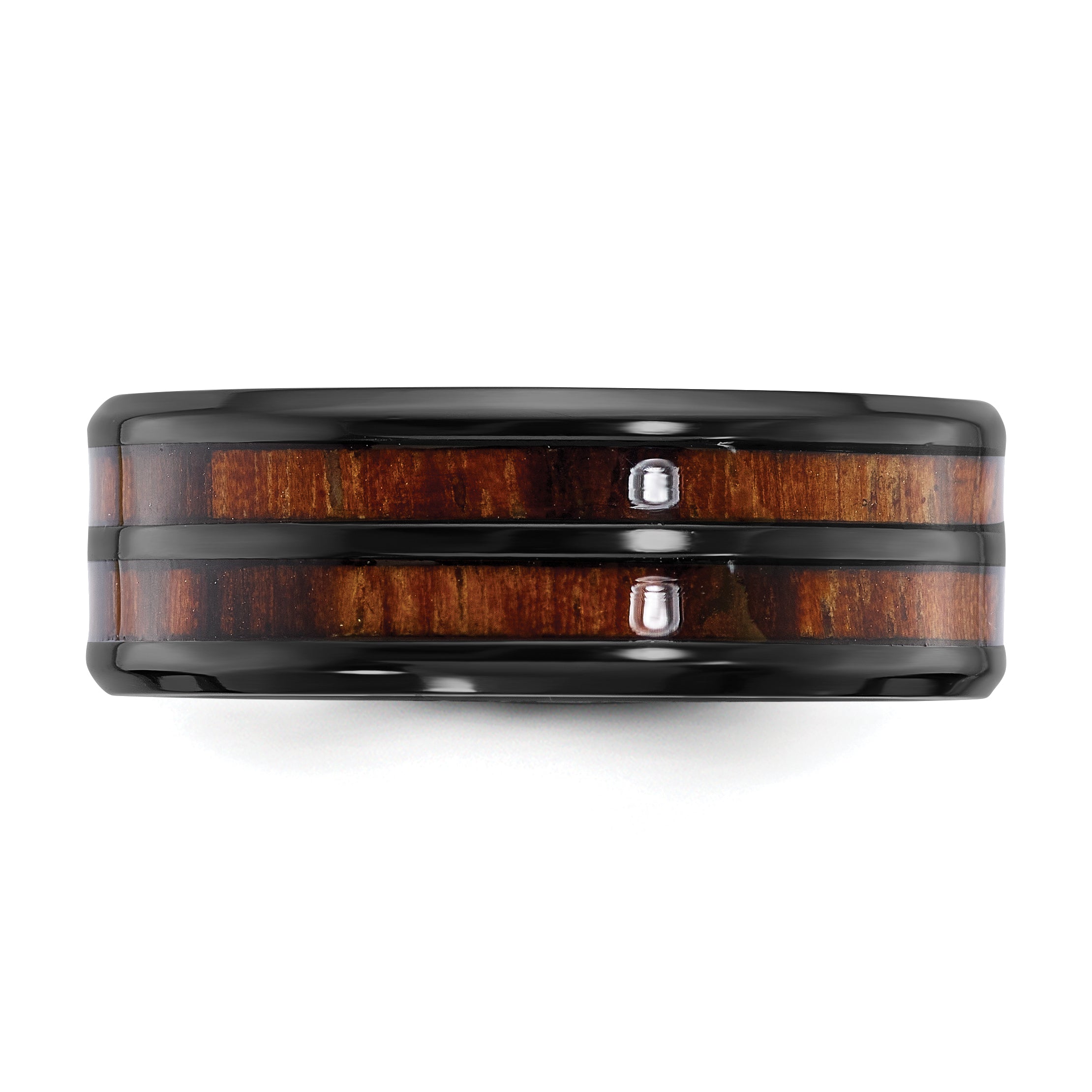 Black Zirconium Polished with Wood Inlay Center 8mm Band
