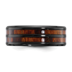 Black Zirconium Polished with Wood Inlay Center 8mm Band