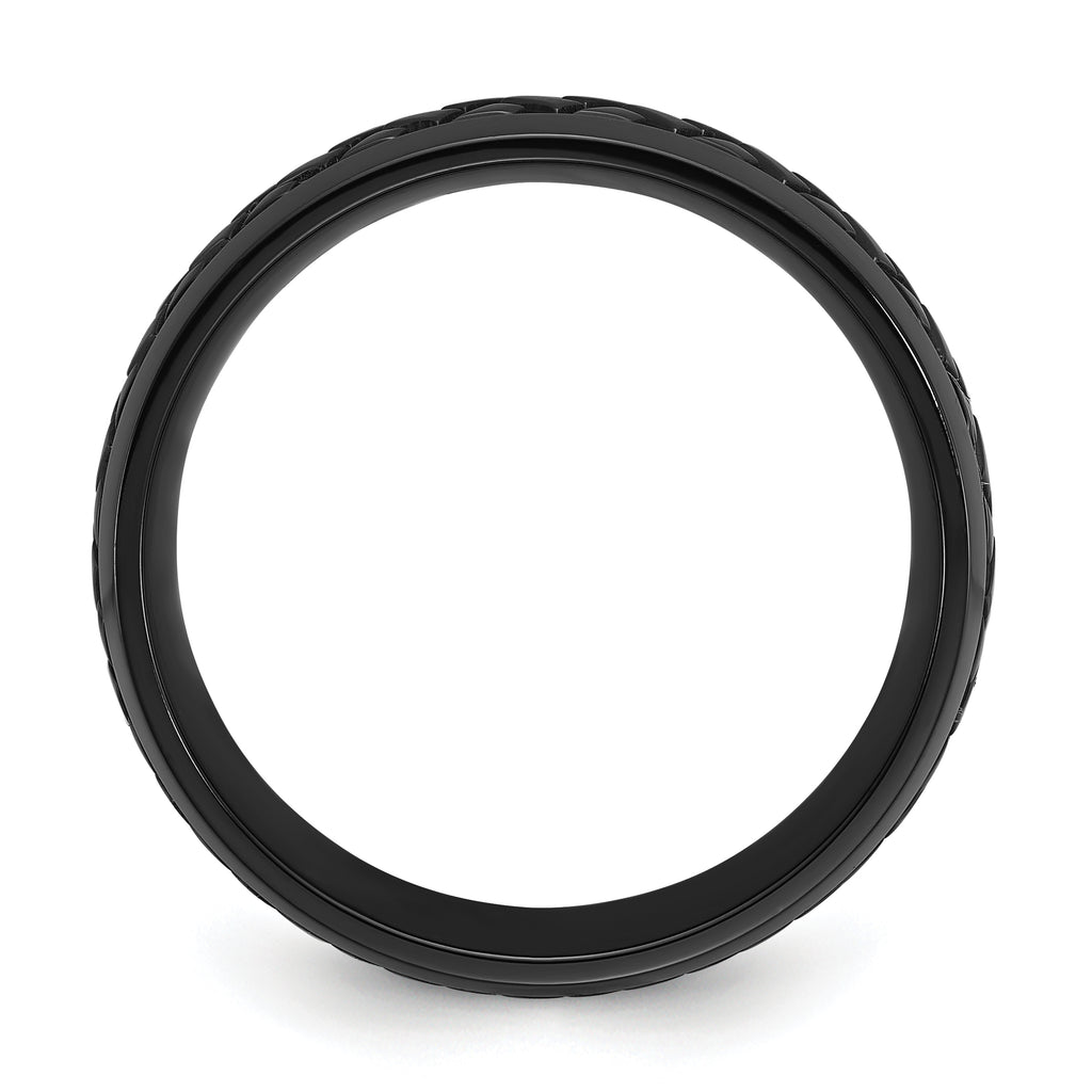 Black Zirconium Polished 8mm Grooved Band