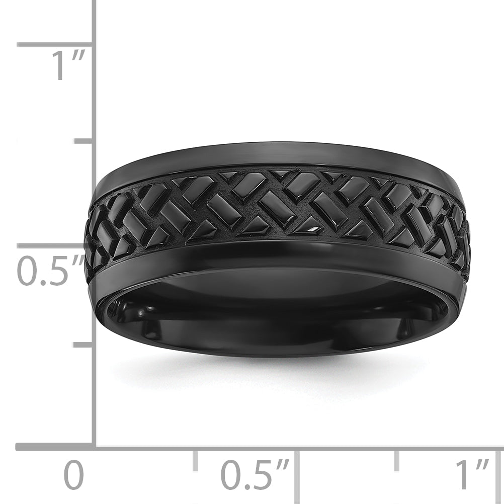 Black Zirconium Polished 8mm Grooved Band
