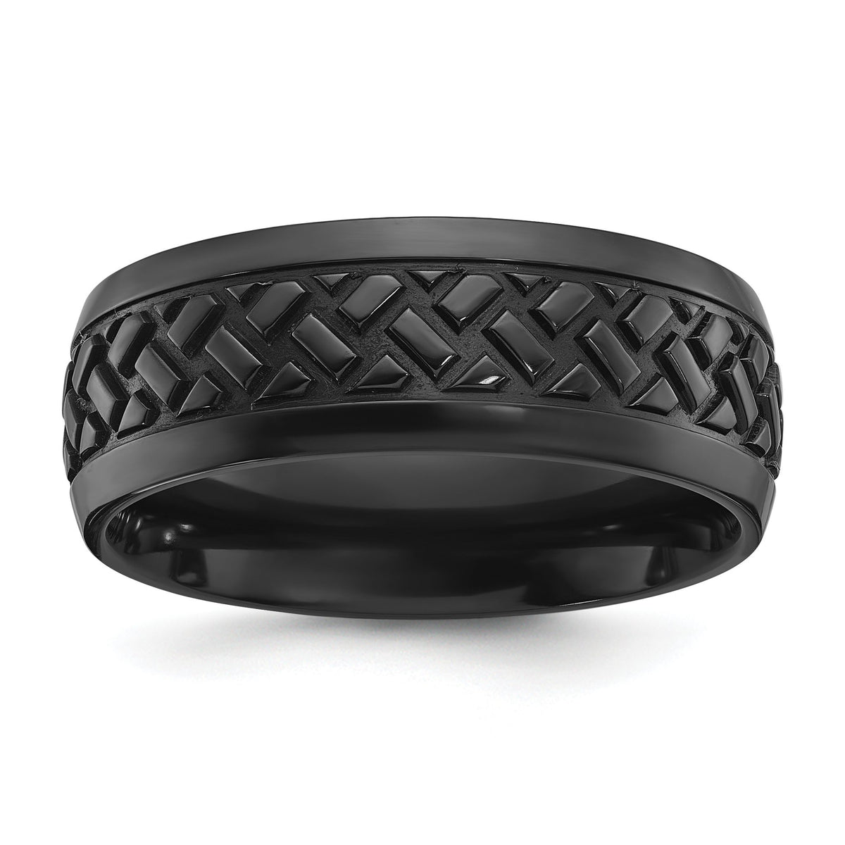 Men's Grooved Wedding Band in Black Zirconium, 8mm - Sophia Jewelers Main image
