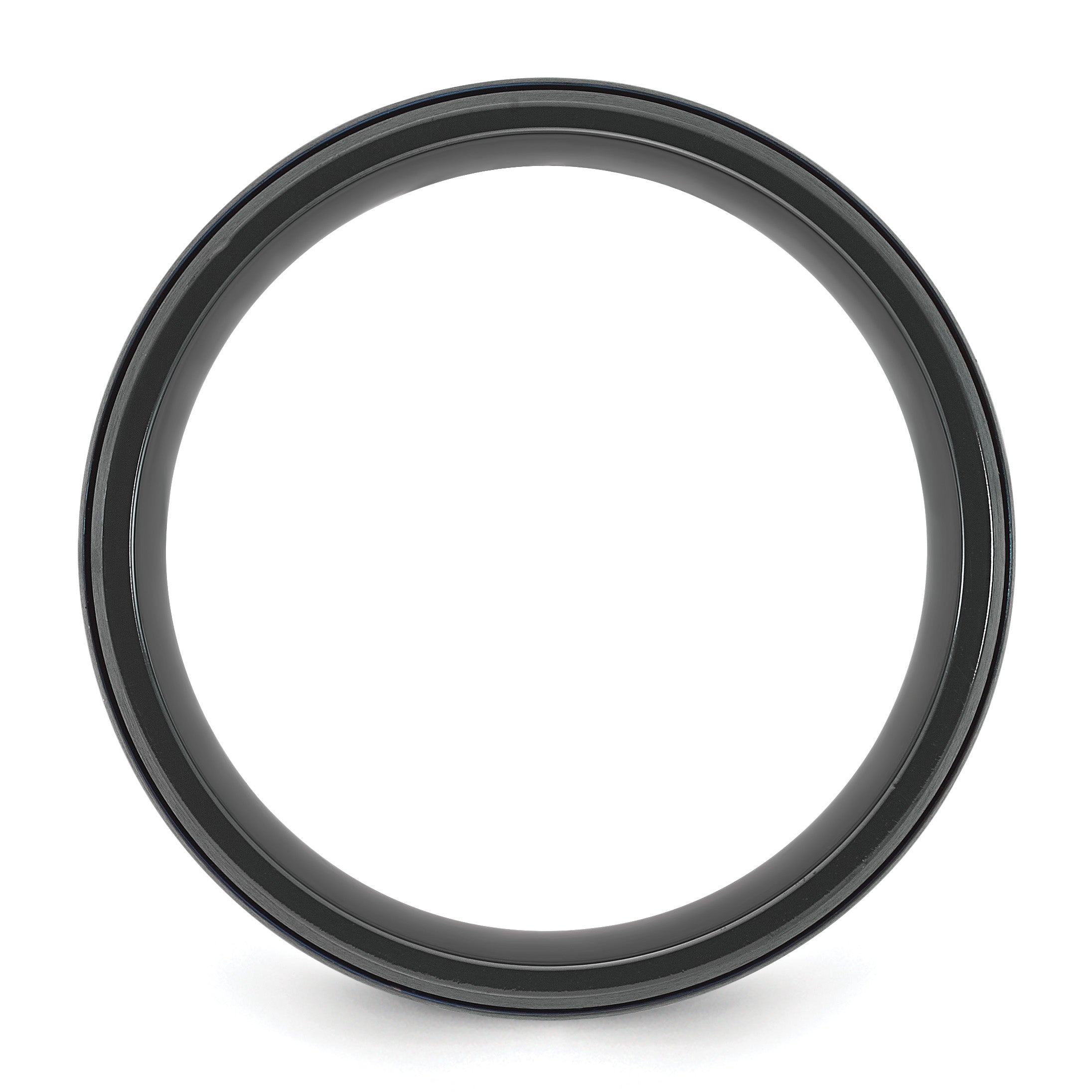 Black Ion-Plated Brushed and Polished Grooved Zirconium Ring 8mm