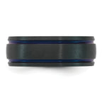 Black Ion-Plated Brushed and Polished Grooved Zirconium Ring 8mm