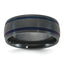 Black Ion-Plated Brushed and Polished Grooved Zirconium Ring 8mm