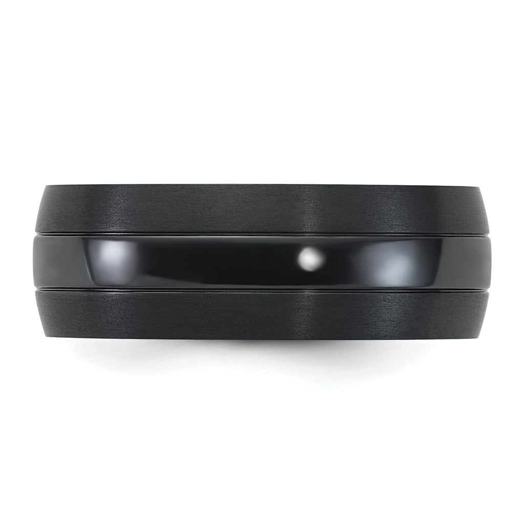 Brushed and Polished Zirconium Ring 8mm
