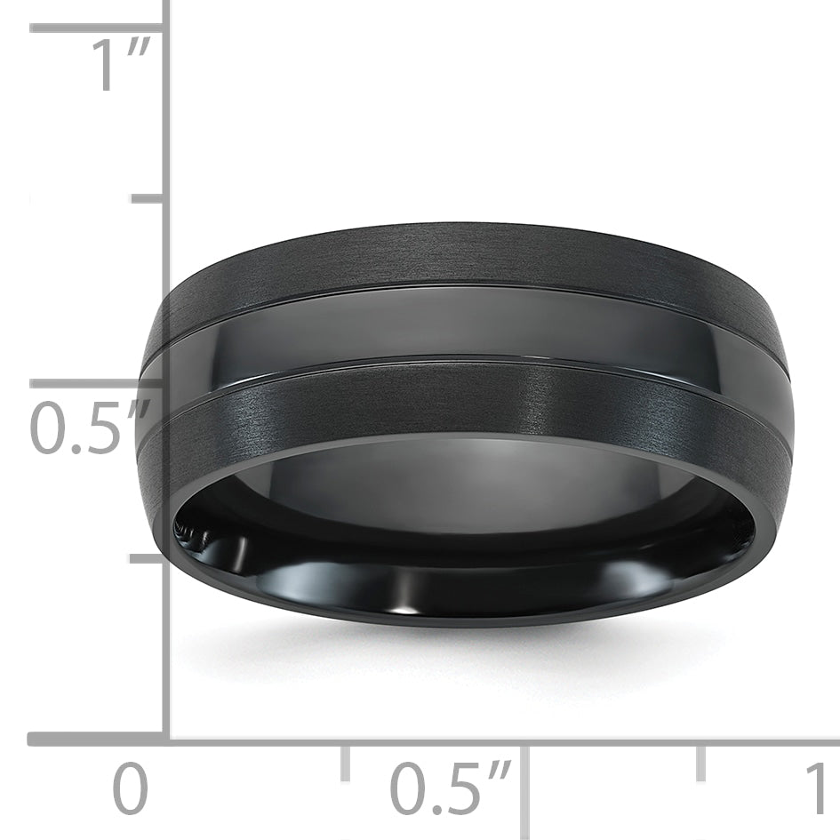 Brushed and Polished Zirconium Ring 8mm