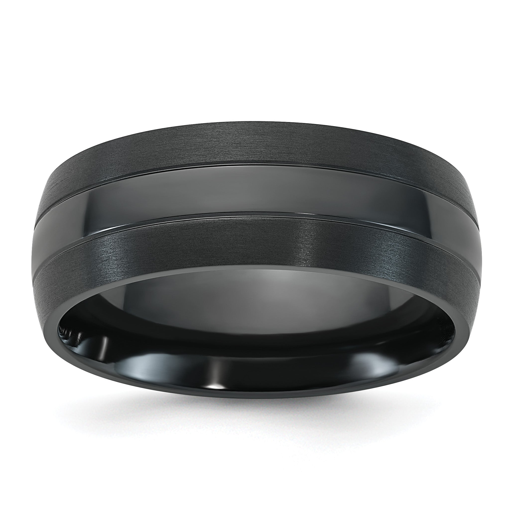 Brushed and Polished Zirconium Ring 8mm Main image