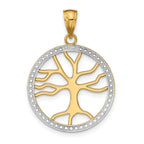 Tree of Life Round Frame Charm in 14K Two-Tone Gold, 30mm - Sophia Jewelers