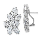 Cheryl M Sterling Silver Rhodium-plated Fancy Brilliant-cut CZ Cluster Omega Back Earrings