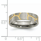 Grooved Wedding Band in Titanium & Gold-Tone IP, 6mm