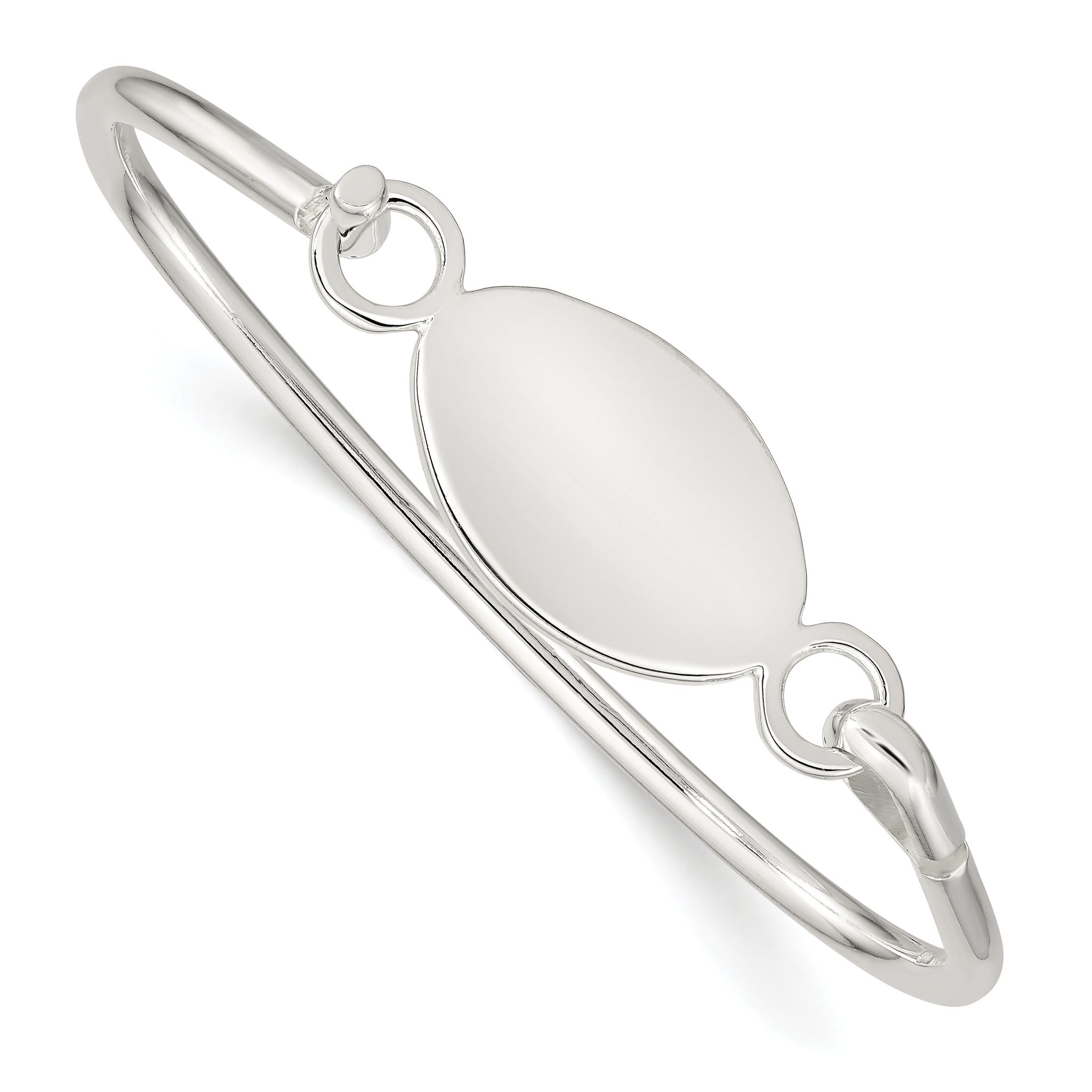 Sterling Silver 925 Bangle Bracelet with Engravable ID Plate