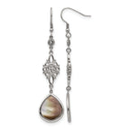 Stainless Steel Polished Pear Black Cubic Zirconia Drop Dangle Earrings for Women