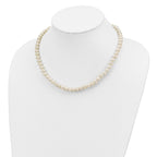 Sterling Silver Rhodium-plated 6-7mm White Semi-Round Freshwater Cultured Pearl 18 inch Necklace, 7.25 in Bracelet and Button Post Earrings Set