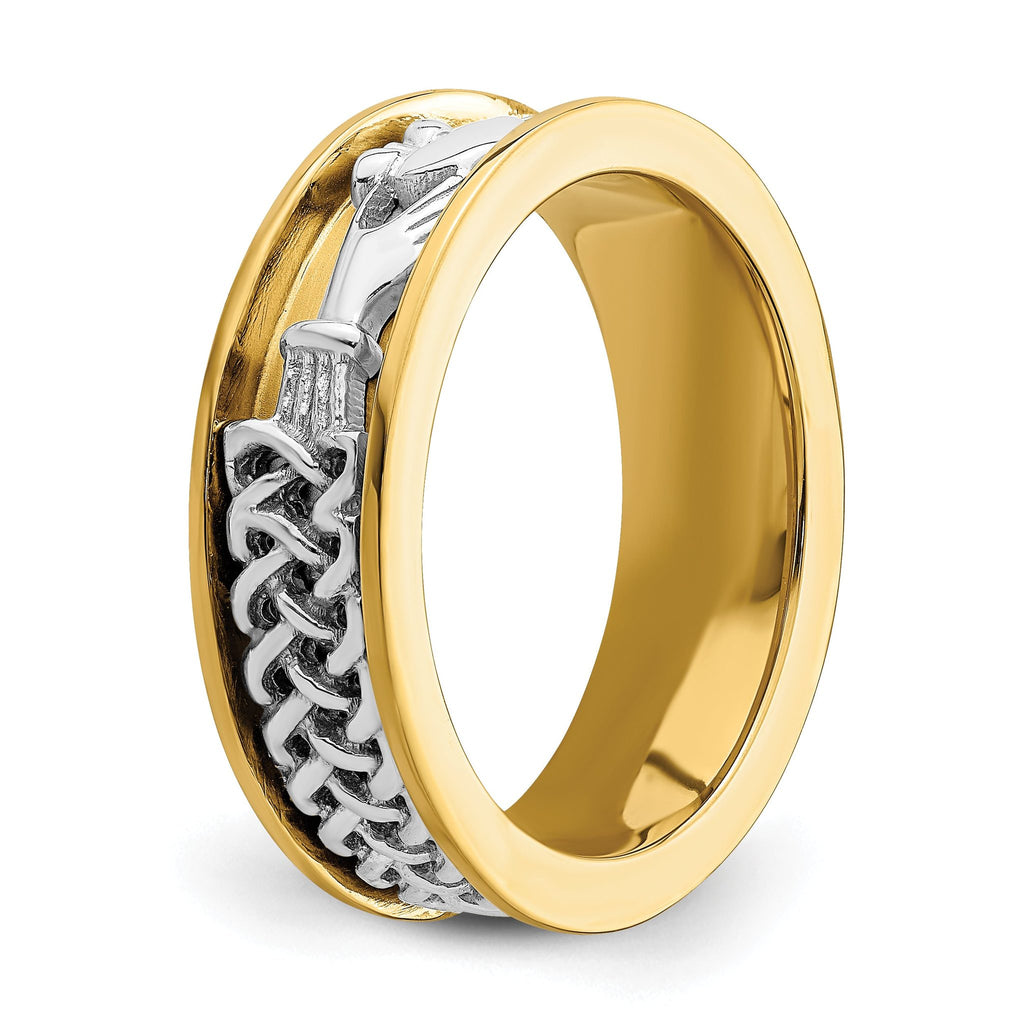 14k Two Tone Claddagh Band