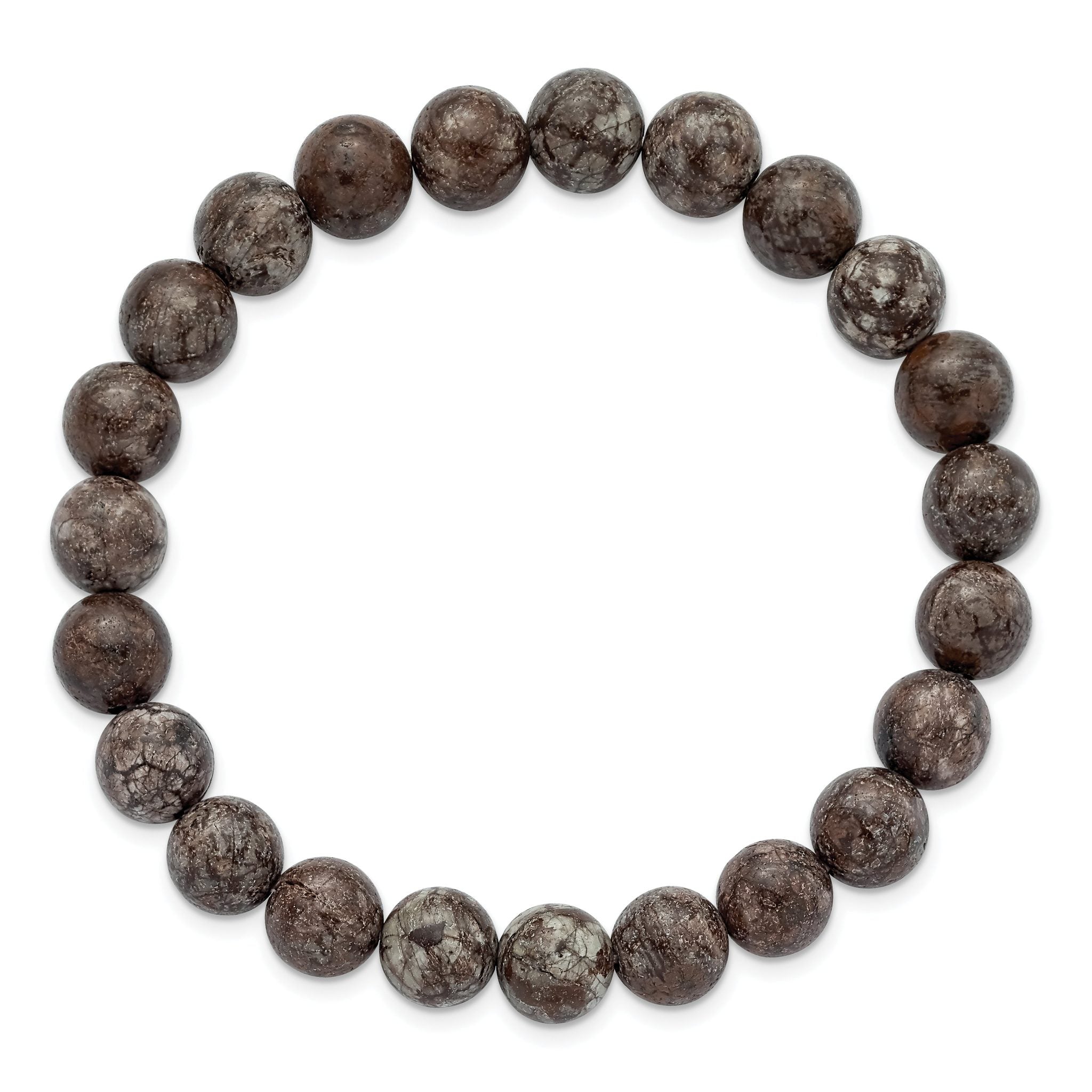 8mm Grey Snowflake Agate Beaded Stretch Bracelet Secondary image