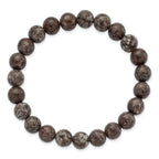 8mm Grey Snowflake Agate Beaded Stretch Bracelet