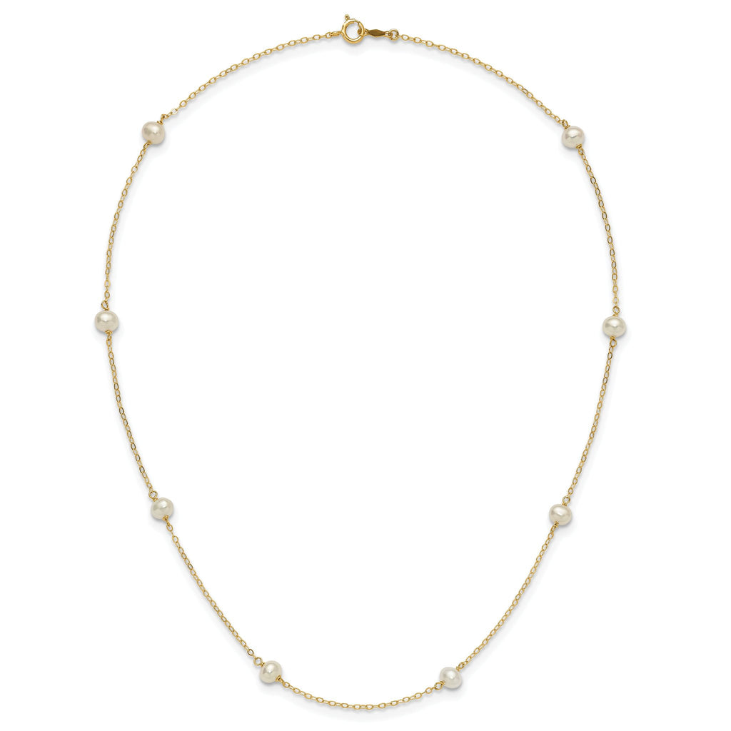 14K 4-5mm White Near Round Freshwater Cultured Pearl 8-station Necklace
