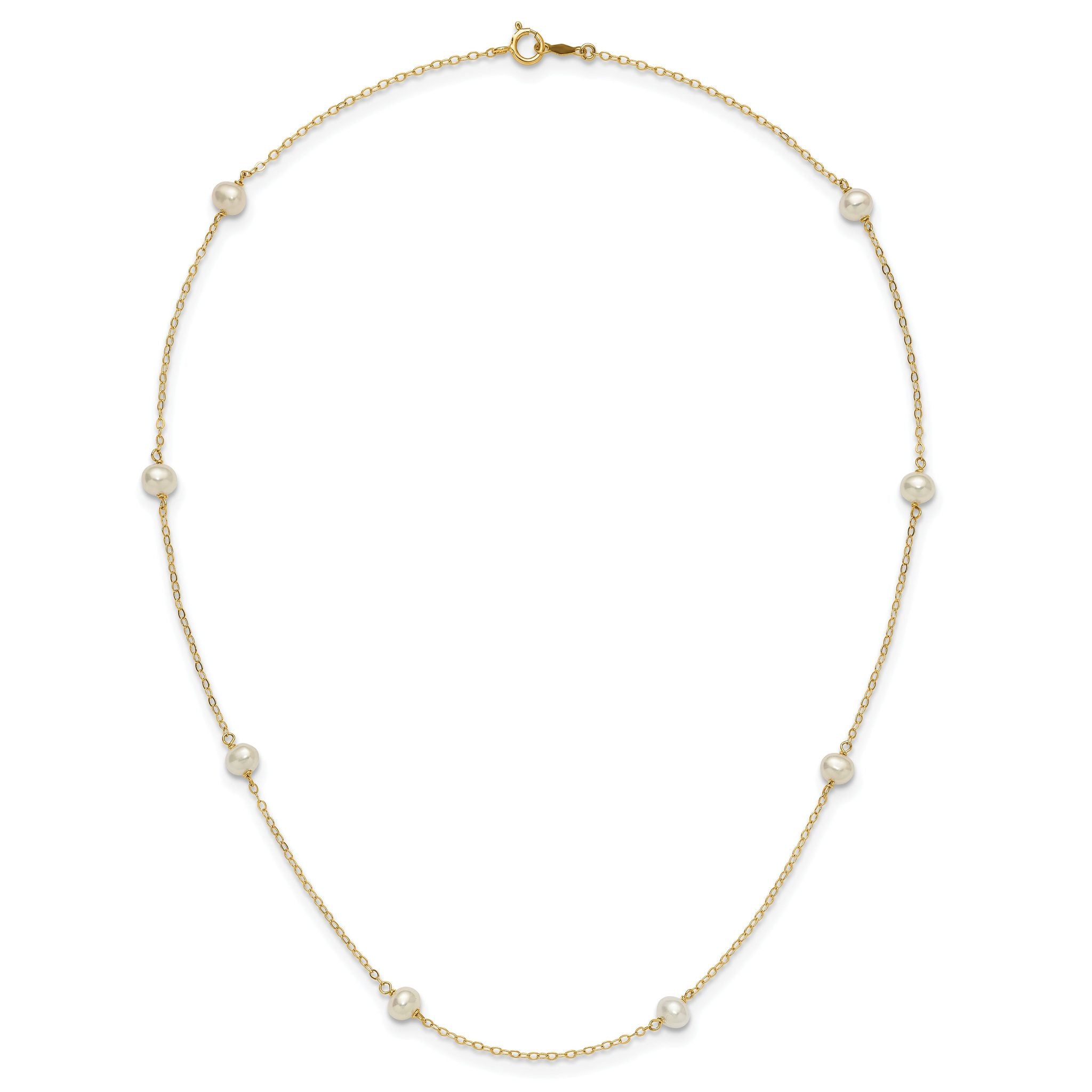 14K 4-5mm White Near Round Freshwater Cultured Pearl 8-station Necklace