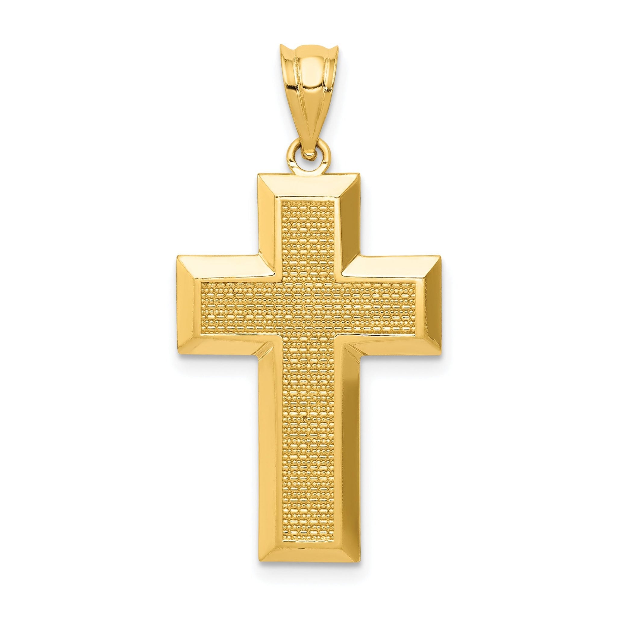 14K Gold Polished Textured Cross Pendant by Sophia Jewelers Main image