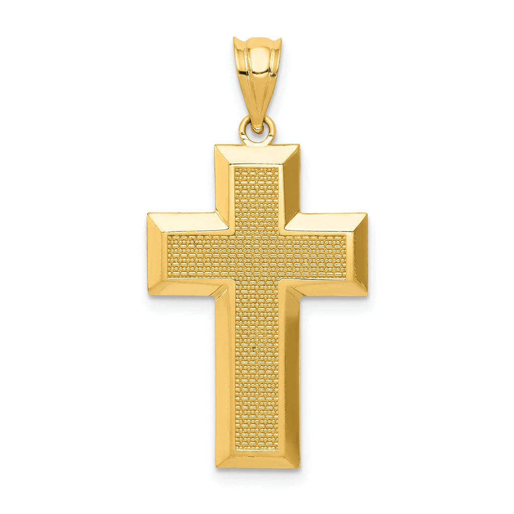 14K Gold Polished Textured Cross Pendant by Sophia Jewelers