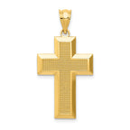 14K Gold Polished Textured Cross Pendant by Sophia Jewelers