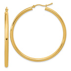 14k Polished 3mm Polished Hoop Earrings