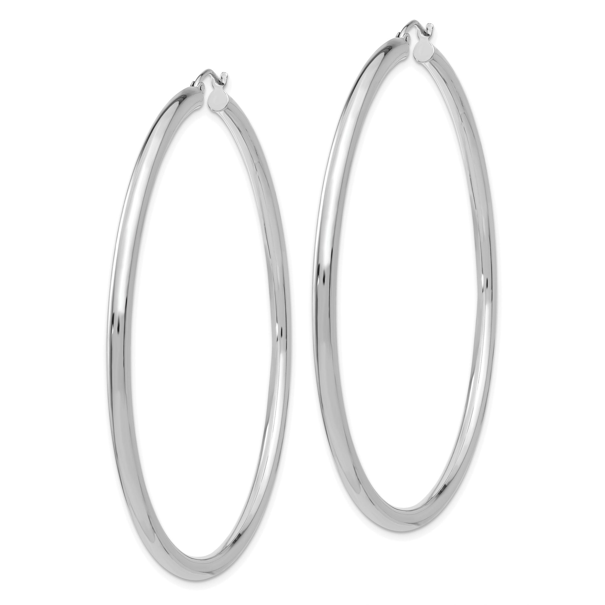 14K White Gold Polished 3mm Tube Hoop Earrings Secondary image
