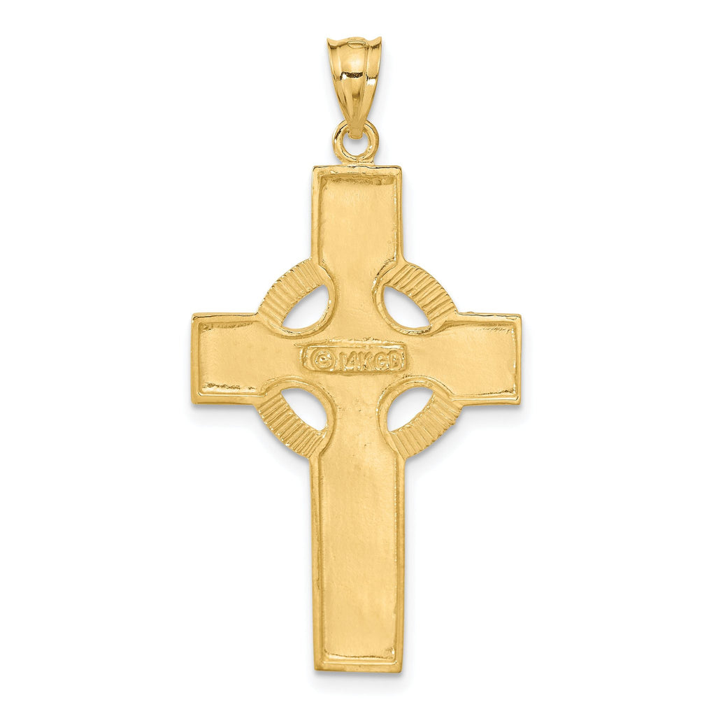 14K Gold Celtic Cross Pendant with Textured Detail Solid, Casted Design