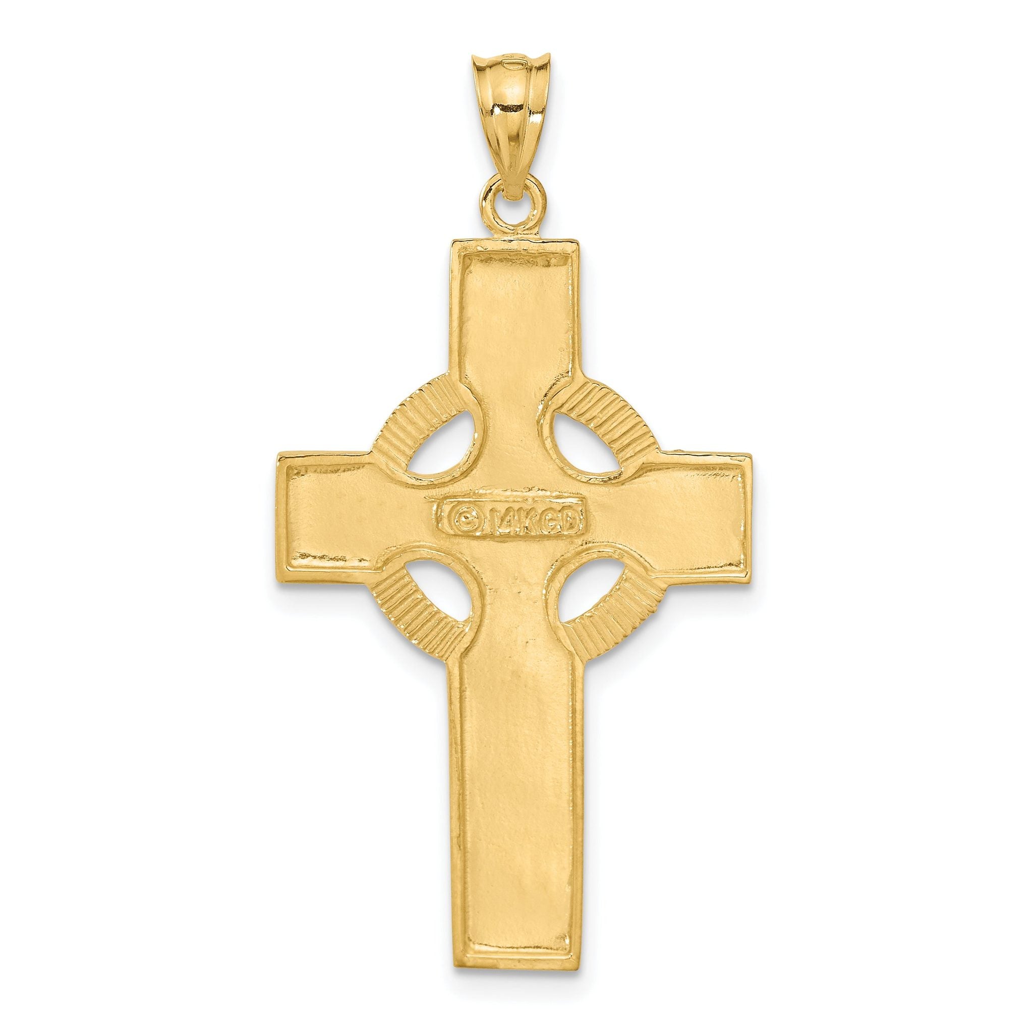 14K Gold Celtic Cross Pendant with Textured Detail Solid, Casted Design