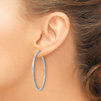 Sterling Silver 2mm Polished/Satin D/C Hoop Earrings