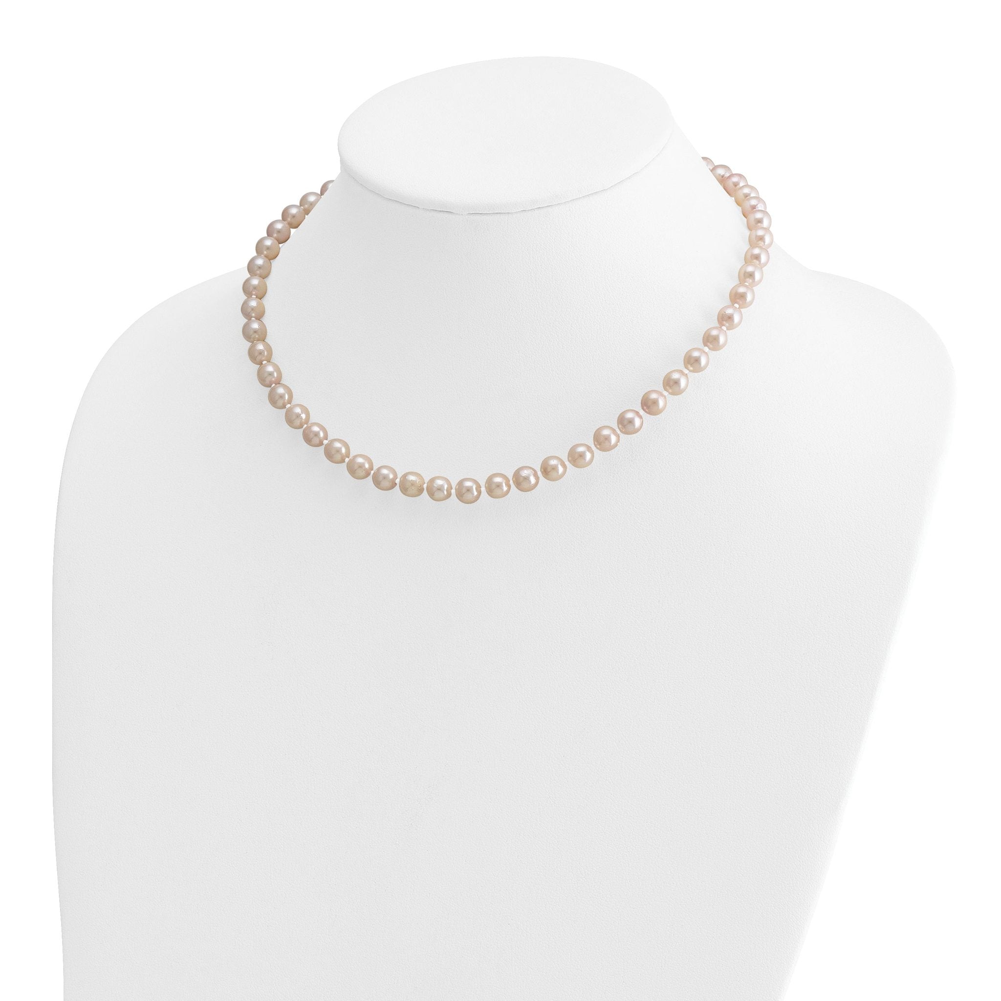 14k 6-7mm White Round Akoya Saltwater Cultured Pearl Necklace