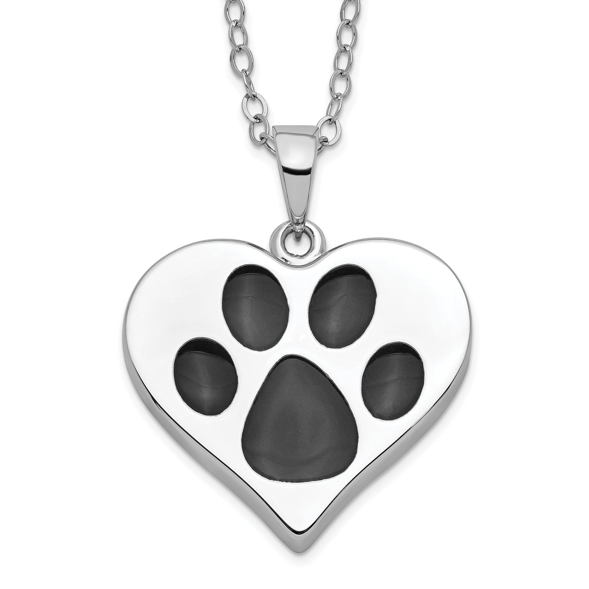 Sentimental Expressions Sterling Silver Rhodium-plated Antiqued Black Paw In Heart Ash Holder 18 Inch Necklace Main image
