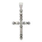 Sterling Silver 925 Antiqued Cross Pendant with Polished Solid Design