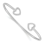 Sophia Jewelers Polished 925 Silver Heart Cuff Bangle with 36 CZ